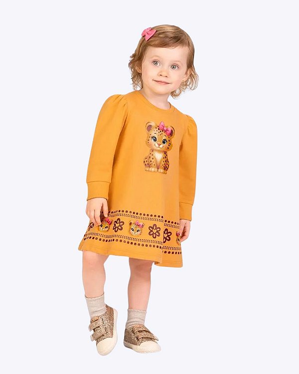 Vestido Manga Longa em Moletinho Bebê Menina Kyly 1001503