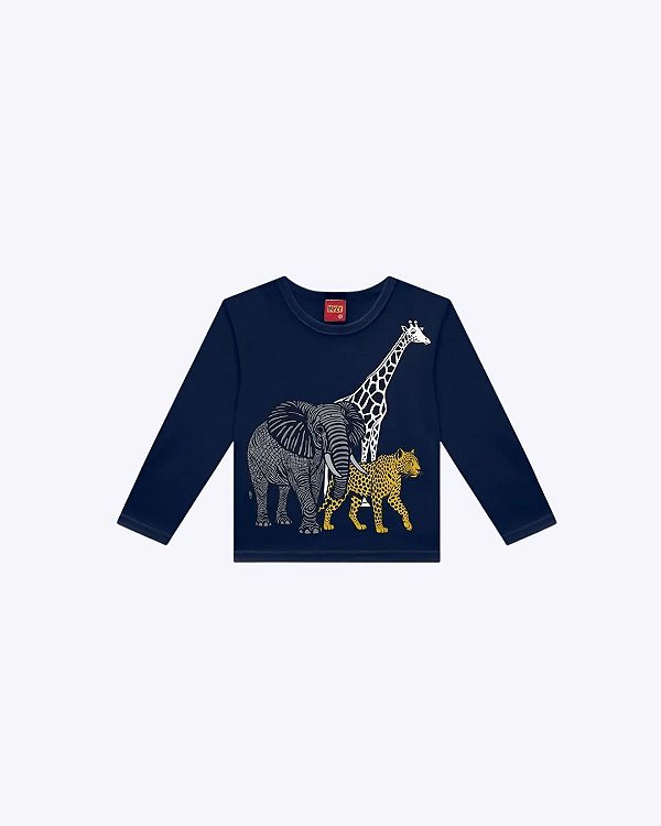 Camiseta Manga Longa Meia Malha Infantil Masculina Kyly 1001589