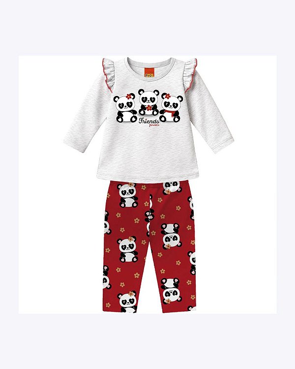 Conjunto Blusa Manga Longa e Calça Legging Infantil Feminino Kyly 1001509