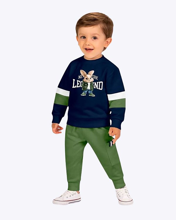 Conjunto Moletom Coelho Infantil Masculino Kyly 1001680