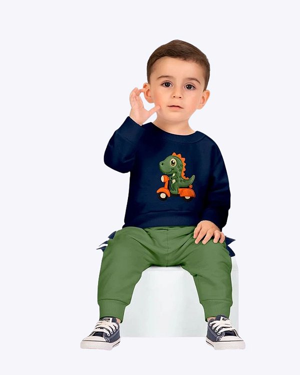 Conjunto Casaco Moletom Capuz e Calça Moletom Juvenil Masculino Kyly 1001492