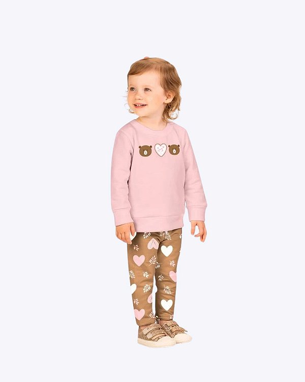 Conjunto Moletom Bordado e Calça Legging Bebê Menina Kyly 1001517