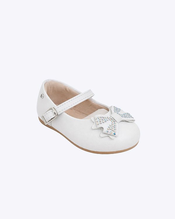 Sapatilha Branca Laço Strass Infantil Feminina Pampili 401074000