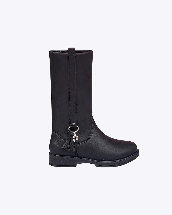 Bota Cano Longo Montaria Safira Preta Infantil Feminina Pampili 279128000