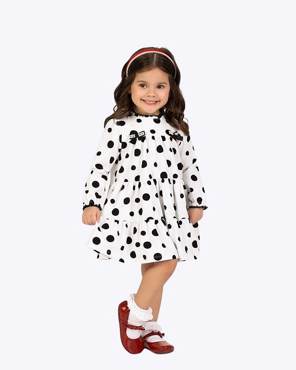 Vestido Manga Longa Poá Infantil Feminino Milon 2001468