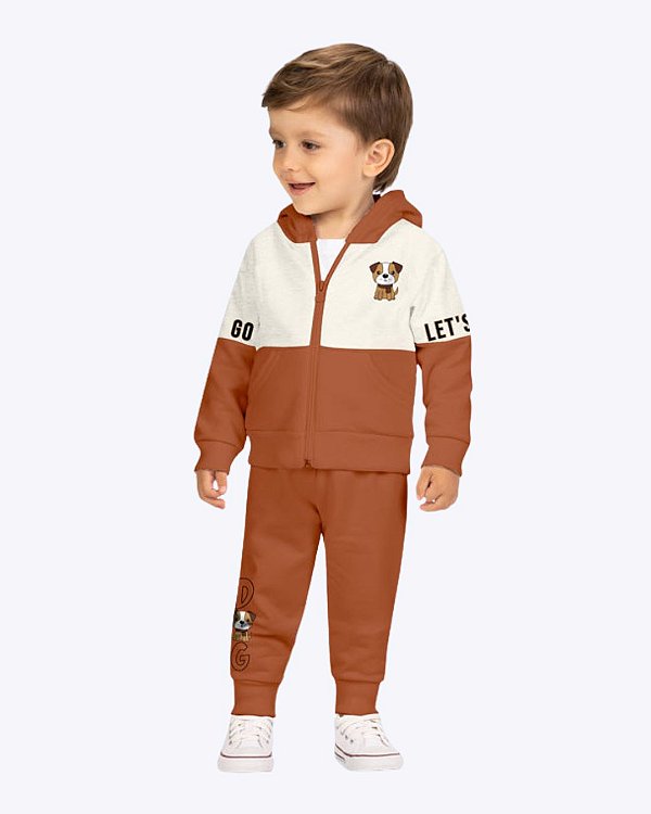 Conjunto Moletom com Capuz Cachorrinho e Calça Moletom Infantil Masculino Kyly 1001586