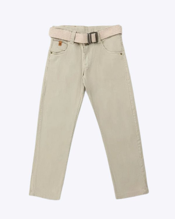 Calça Sarja Bege com Cinto Juvenil Masculina Articolare 4735