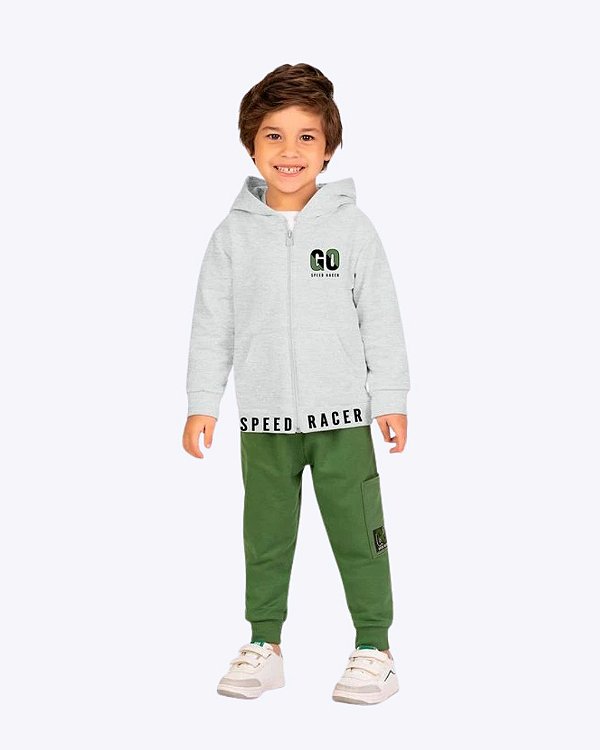Conjunto Casaco com Capuz e Calça Moletom Infantil Masculino Kyly 1001604