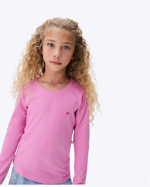 Blusa Manga Longa Rosa Hering Kids 5CMNKDBEN