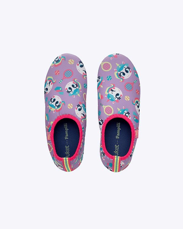 Tênis Sapatilha Antiderrapante Slip On Unicórnio Lilás Infantil Feminino Puket Pampili 110401274