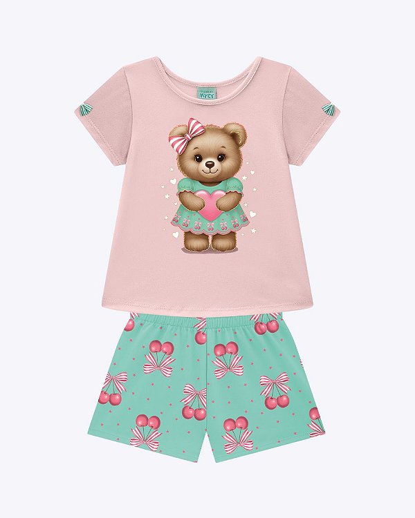 Pijama Ursinho Manga Curta Infantil Feminino Kyly 1001960