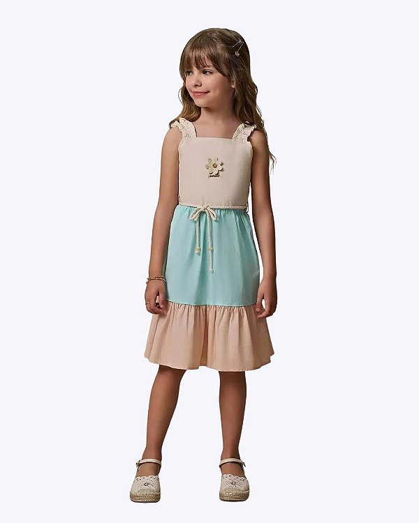 Vestido de Alcinha em Tricoline com Elastano Infantil Feminino Infanti 97031