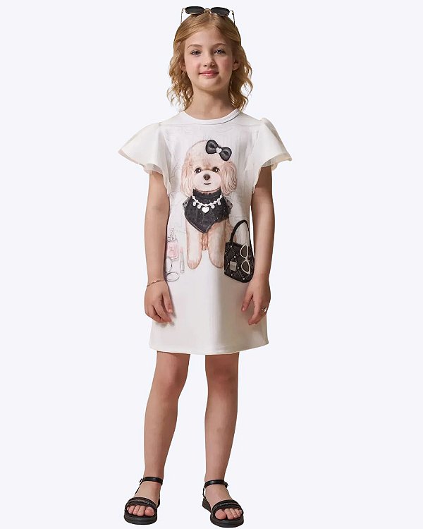 Vestido Manga Curta em Fly Tech Infantil Feminino Infanti 94911