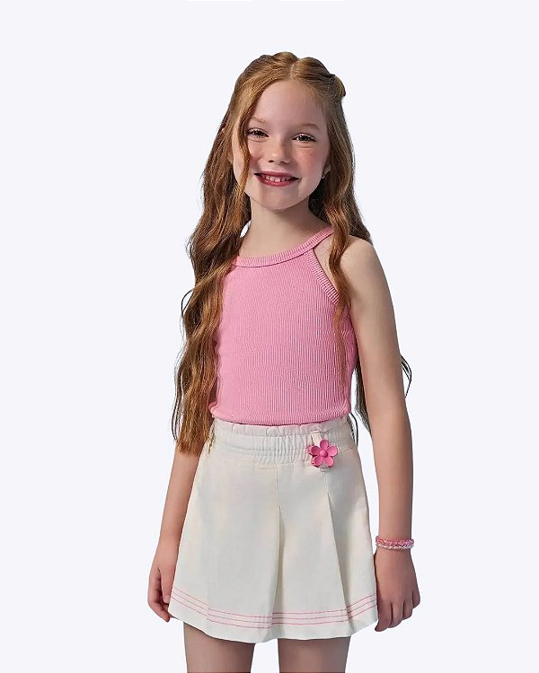 Conjunto de Regata em Soft Line e Shorts em Sarja com Elastano Infantil Feminino Infanti 95373