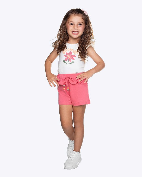 Conjunto Blusa Manga Curta e Shorts Moletinho Infantil Feminino Have Fun 30460