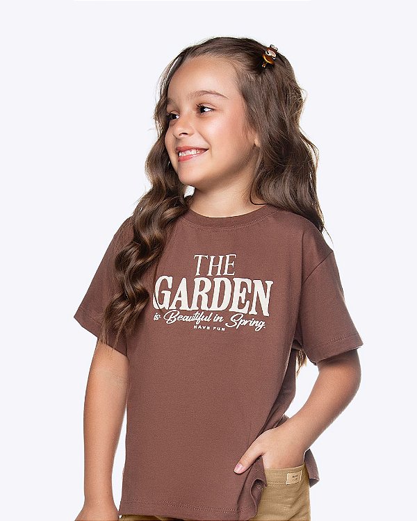 Blusa Manga Curta Meia Malha Garden Infantil Feminina Have Fun 30419