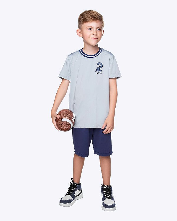 Conjunto Camiseta Manga Curta e Bermuda Malha Proteção UV Infantil Masculina Have Fun 30589