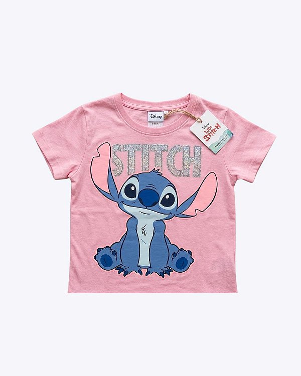 Camiseta Manga Curta Meia Malha Stitch Infantil Feminina Brandili 27457