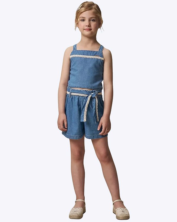 Conjunto de Blusa e Shorts Jeans Infantil Feminino Infanti 97042