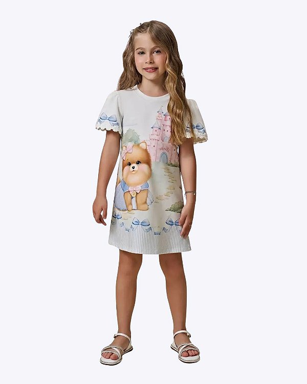 Vestido em Molecotton Manga Curta Infantil Feminino Infanti 93257