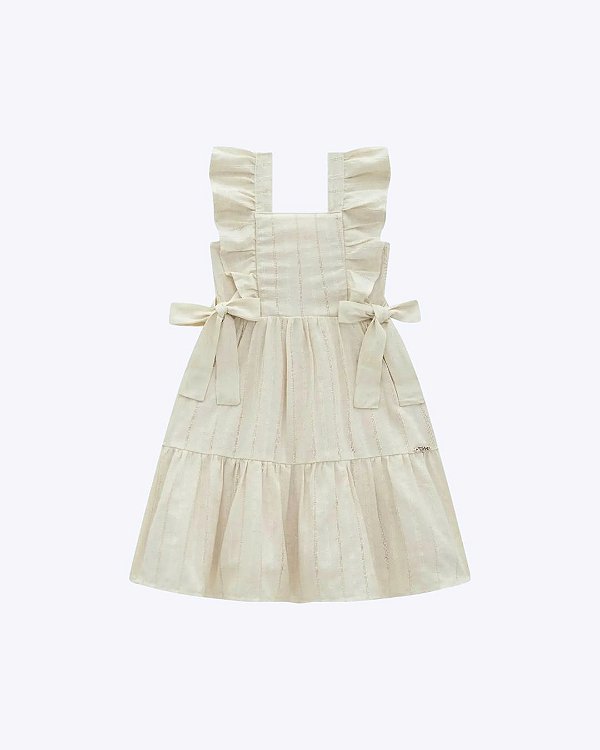 Vestido em Blend de Linho Bordado Infantil Feminino Infanti 96590