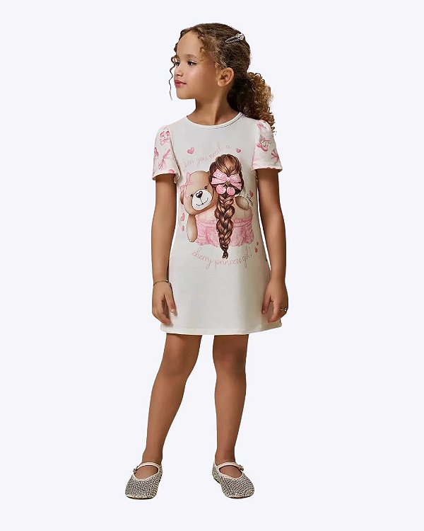 Vestido em Molecotton Ursinho Infantil Feminino Infanti  93399