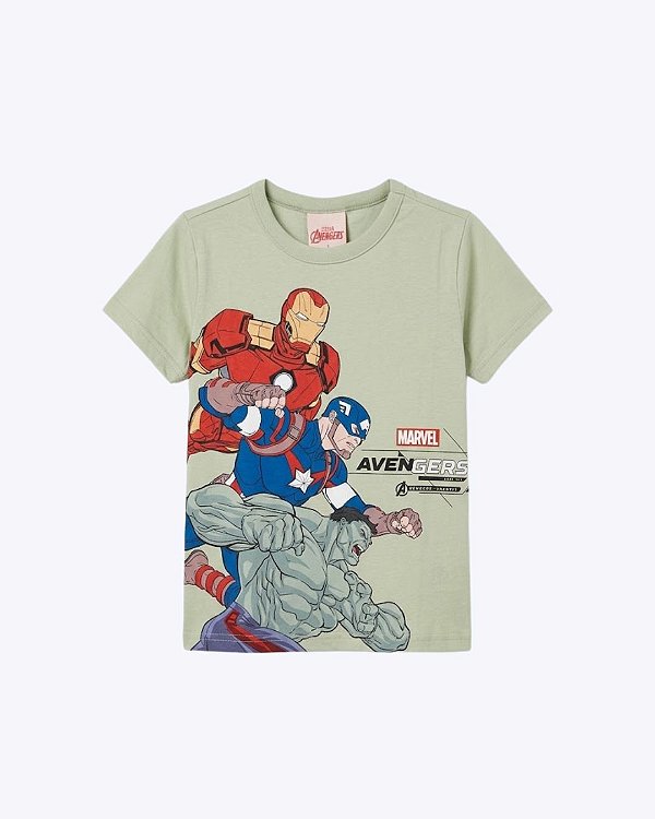 Camiseta Manga Curta Meia Malha Heróis Vingadores Infantil Masculina Brandili 27566