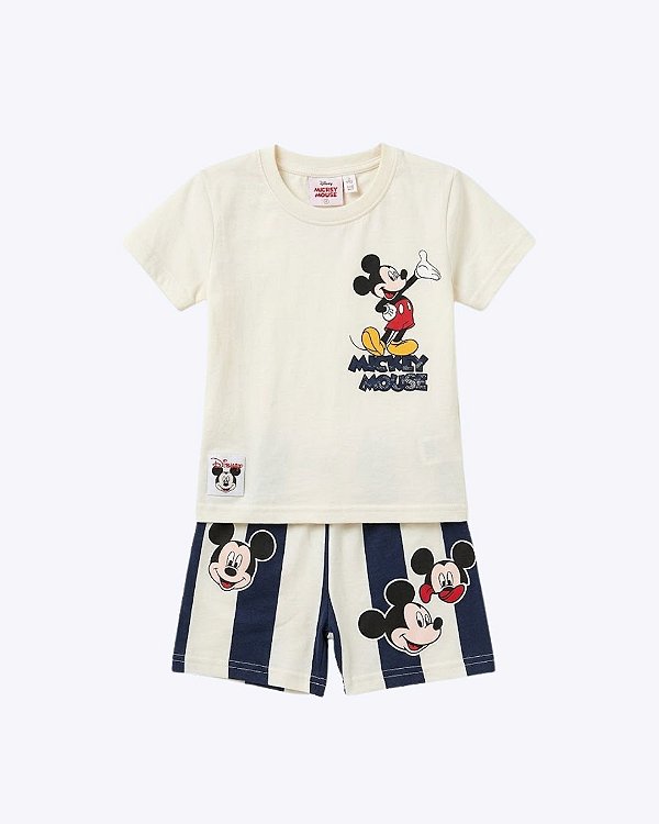 Conjunto Camiseta e Bermuda Manga Curta Mickey Mouse Infantil Masculino Brandili 27429