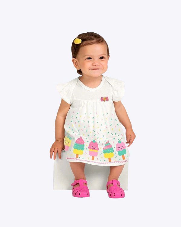 Vestido Manga Curta Picolé Bebê Menina Kyly 1001932