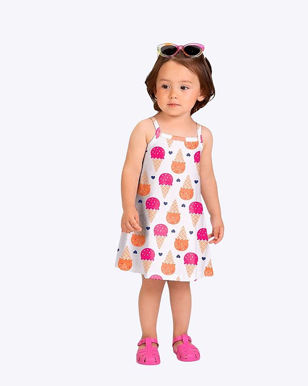 Vestido de Alcinha Sorvete Infantil Feminino Kyly P1001771