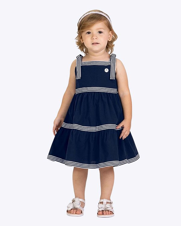 Vestido Azul Marinho Aviamento Infantil Feminino Milon 2001758