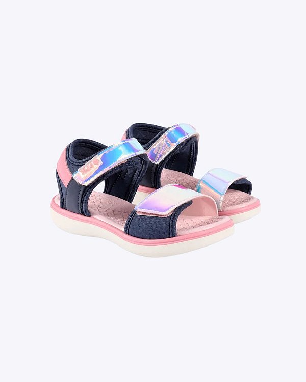 Sandália Papete Jujuba Chumbo com Rosa Infantil Feminina Klin 297037000