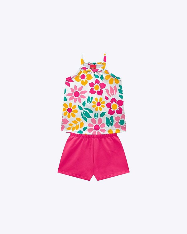 Conjunto Blusa de Alça e Shorts Infantil Feminino Kyly P1001812