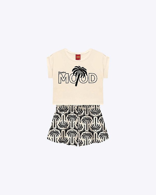 Conjunto Blusa Cropped e Shorts Estampado Infantil Feminino Kyly 1001846
