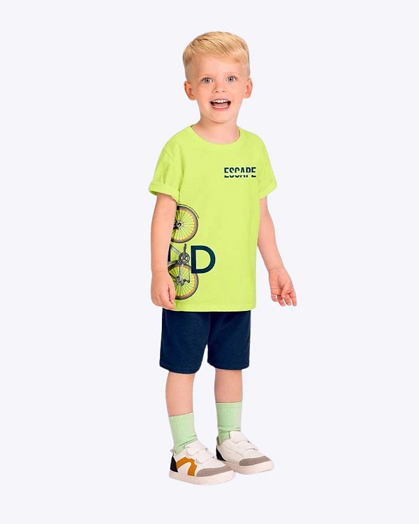 Conjunto Camiseta Manga Curta e Bermuda Moletom Infantil Masculino Kyly 1001894