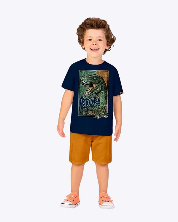 Conjunto Camiseta Manga Curta e Bermuda Moletom Infantil Masculino Kyly 1001881