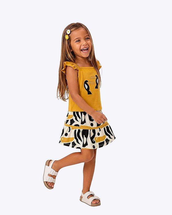 Conjunto Blusa Cropped e Saia Infantil Feminino Nanai 6000528