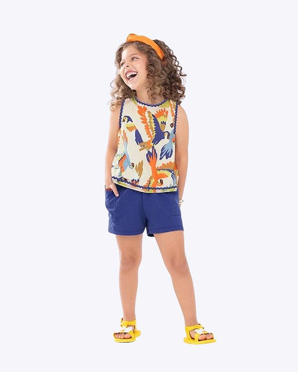 Conjunto Manga Curta com Aviamentos Infantil Feminino Nanai 6000499