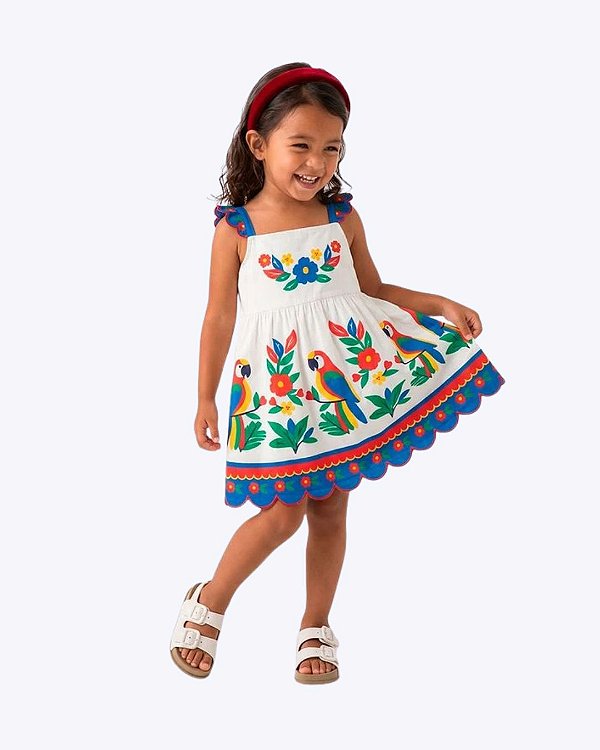 Vestido de Alça Araras Infantil Feminino Nanai 6000484