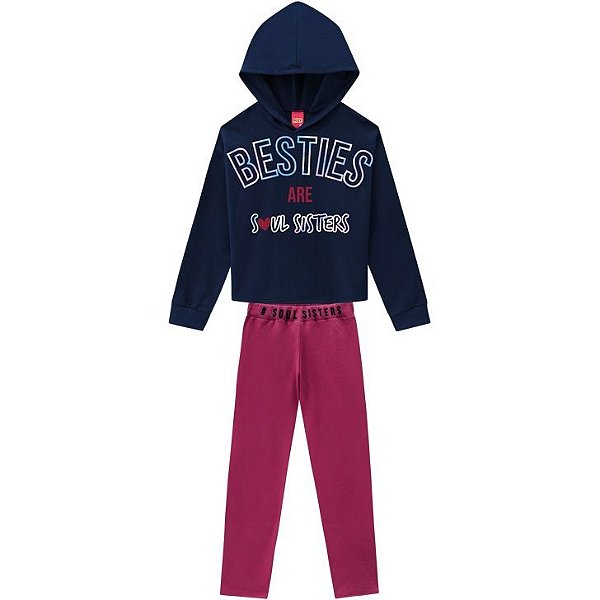 Conjunto Infantil Feminino Manga Longa 207416 Cor Pink Kyly