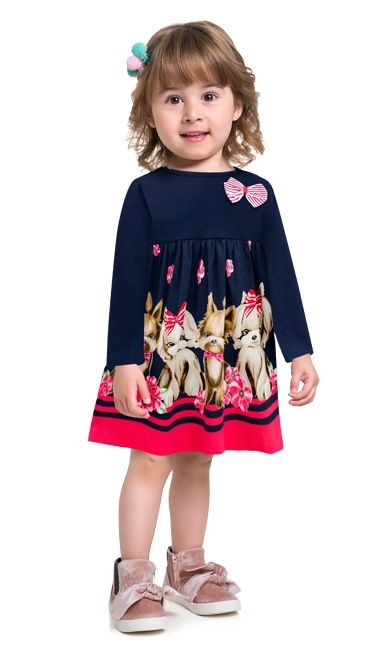 Vestido Infantil Feminino Malha Manga Longa 207341 Kyly