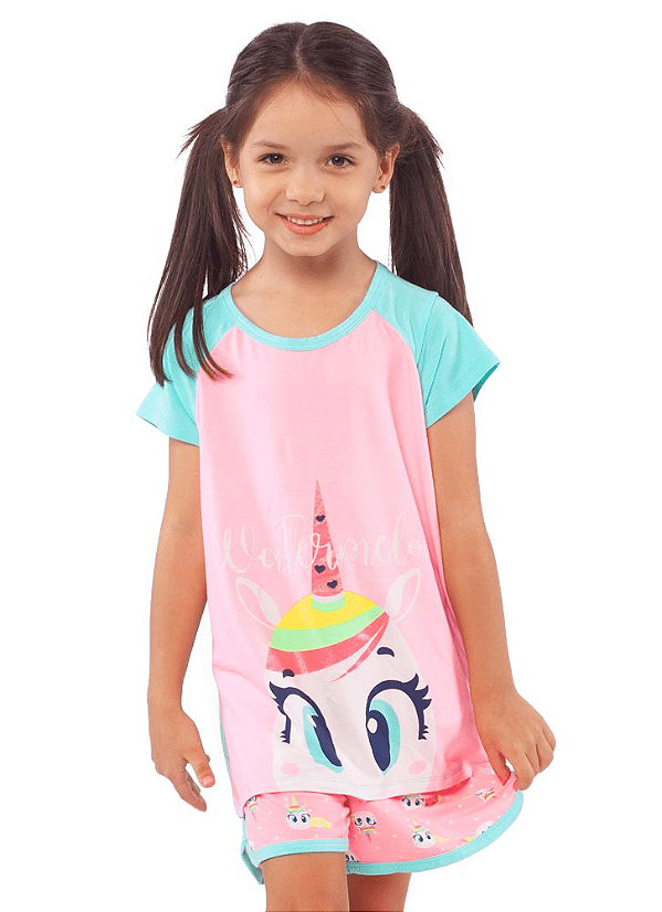 Puket Pijama Short Doll Manga Curta Visco Unicornio 030402067