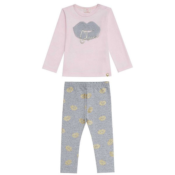 Conjunto Calca Infantil Feminino Manga Longa Infanti 40968