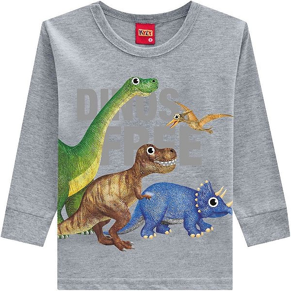 Camiseta Infantil Masculina Manga Longa Dinossauro 207.168 Kyly