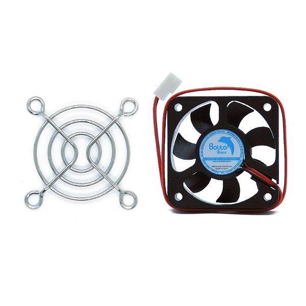 Kit Cooler DC Fan 50x50x12mm 12V Alta Rotação Sleeve/Bucha + Grade de Proteção para Micro ventilador 50x50mm | Botto Brazil