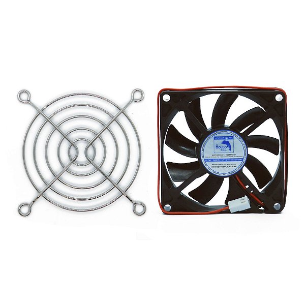 Kit Cooler DC Fan 80x80x15mm 12V Waterproof Alta Rotação Sleeve/Bucha + Grade de Proteção para Micro ventilador 80x80mm | Botto Brazil