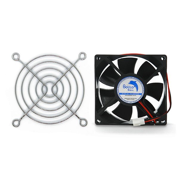 Kit Cooler DC Fan 80x80x25mm 24V Média Rotação Sleeve/Bucha + Grade de Proteção para Micro ventilador 80x80mm | Botto Brazil