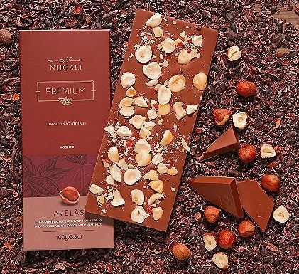 Chocolate ao Leite 45% Cacau com Avelãs 100g Nugali