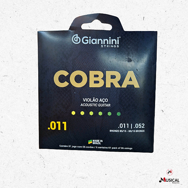 ENCORDOAMENTO GIANNINI COBRA VIOLAO ACO 011 / 052 GEEFLK