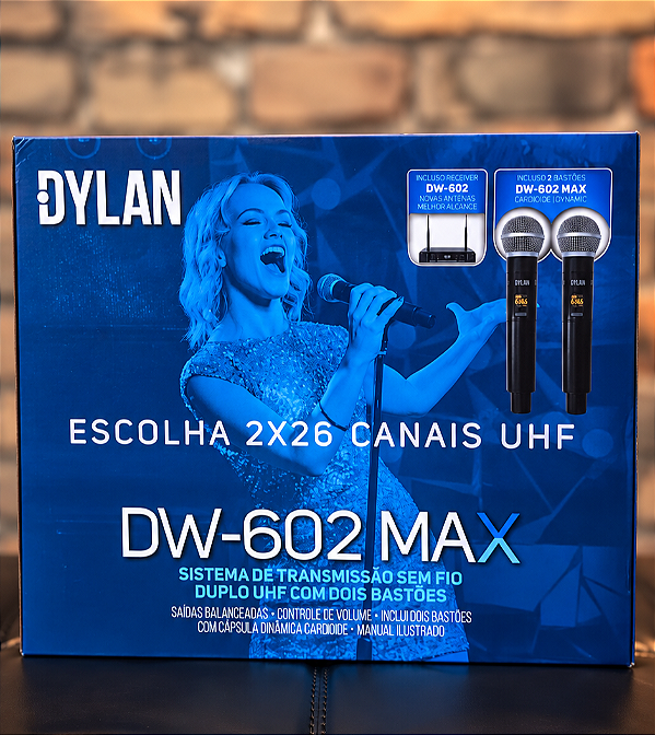 MICROFONE DYLAN DW602 MAX DUPLO S/ FIO